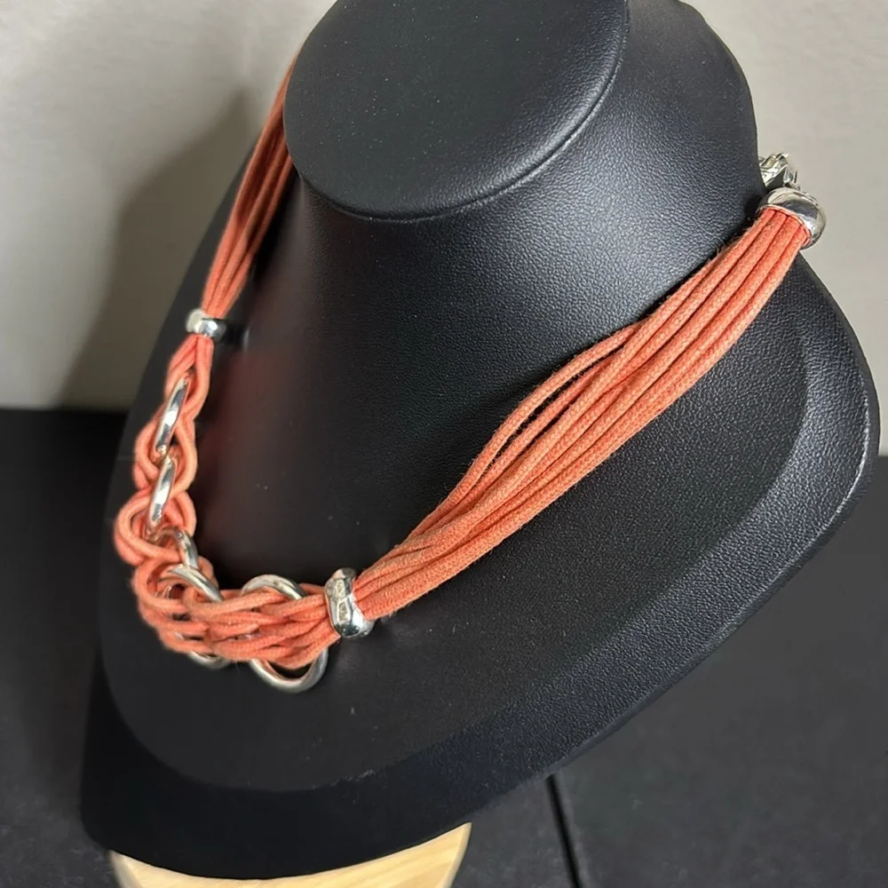 Chico’s Orange and Silver Tone Necklace